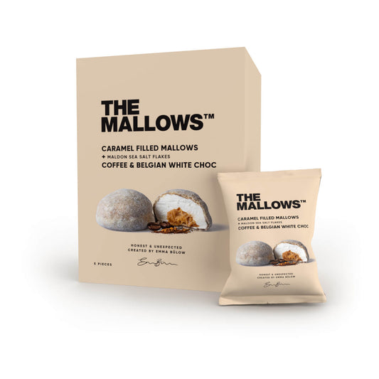 CARAMEL FILLED MALLOWS + COFFEE & BELGIAN WHITE CHOC BOX – 5 PCS