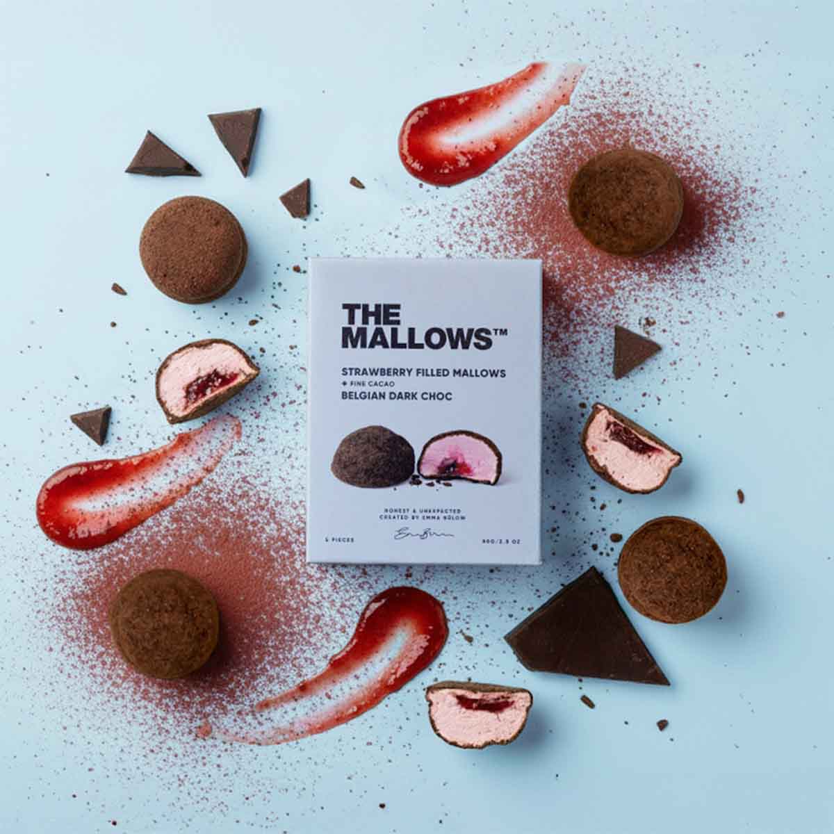 STRAWBERRY FILLED MALLOWS & BELGIAN DARK CHOC BOX – 5 PCS