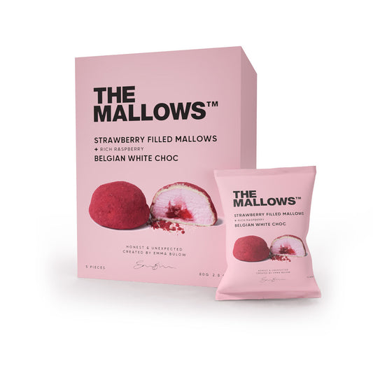 STRAWBERRY FILLED MALLOWS + RICH RASPBERRY & BELGIAN WHITE CHOC BOX – 5 PCS