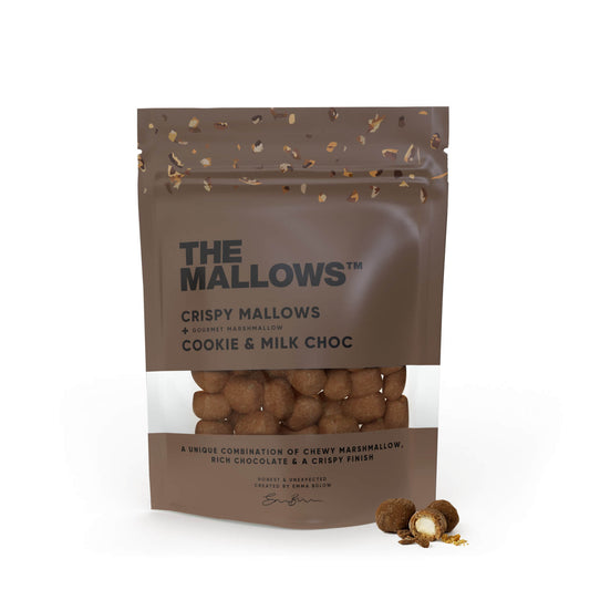 CRISPY MALLOWS – MARSHMALLOWS WITH COOKIE & MILK CHOC 90G